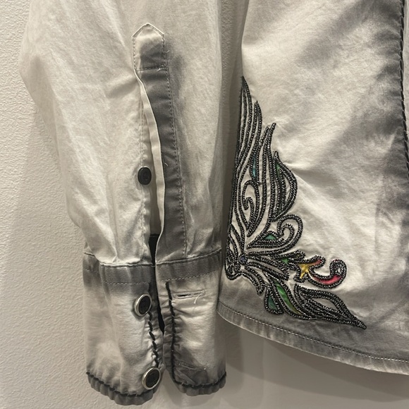 ROAR Embroidered Gray Long Sleeve Women’s Shirt - Size L - - Picture 3 of 15